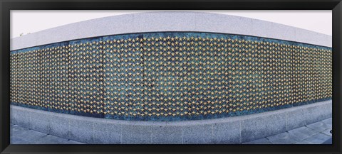 Framed Stars mounted on the wall at a war memorial, Freedom Wall, National World War II Memorial, Washington DC, USA Print