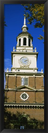 Framed Low angle view of a clock tower, Independence Hall, Philadelphia, Pennsylvania, USA Print