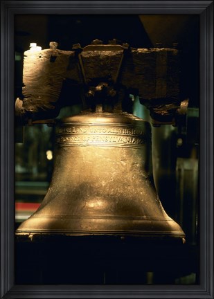 Framed Close-up of a bell, Liberty Bell, Philadelphia, Pennsylvania, USA Print