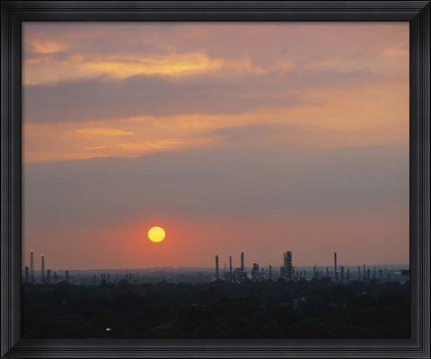 Framed Sunset over a refinery, Philadelphia, Pennsylvania, USA Print
