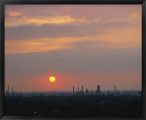 Framed Sunset over a refinery, Philadelphia, Pennsylvania, USA Print