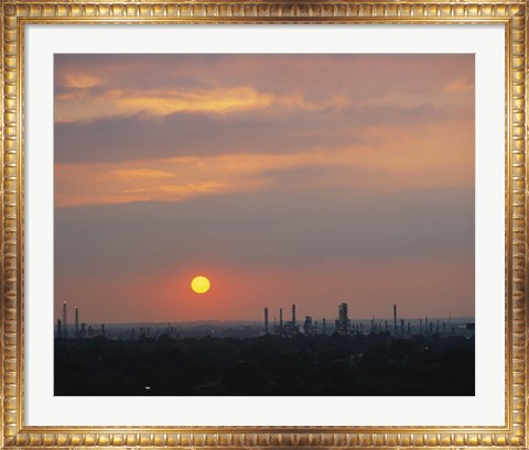 Framed Sunset over a refinery, Philadelphia, Pennsylvania, USA Print