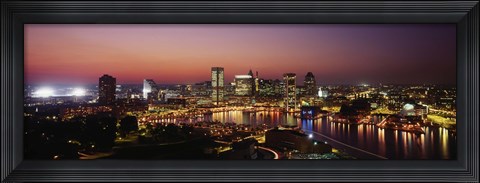 Framed Baltimore with Pink Sky at Dusk Print