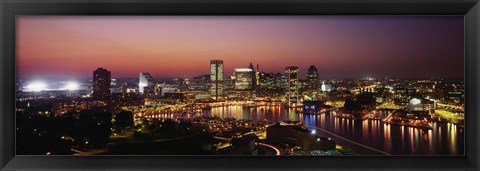 Framed Baltimore with Pink Sky at Dusk Print