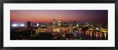 Framed Baltimore with Pink Sky at Dusk Print