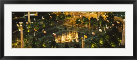 Framed High angle view of fountains in a park lit up at night, Centennial Olympic Park, Atlanta, Georgia, USA Print