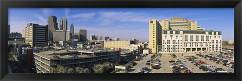 Framed Hospital in a city, Grady Memorial Hospital, Skyline, Atlanta, Georgia, USA Print