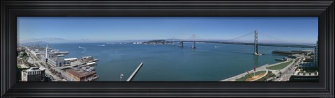Framed Buildings at the waterfront, Golden Gate Bridge, San Francisco Bay, San Francisco, California, USA Print
