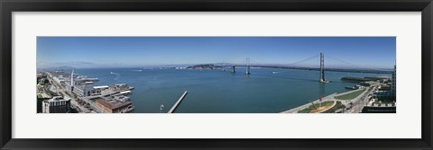 Framed Buildings at the waterfront, Golden Gate Bridge, San Francisco Bay, San Francisco, California, USA Print