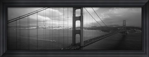 Framed High angle view of a bridge across the sea, Golden Gate Bridge, San Francisco, California Print