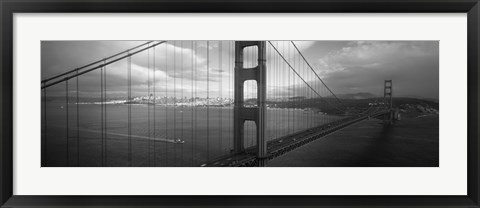 Framed High angle view of a bridge across the sea, Golden Gate Bridge, San Francisco, California Print