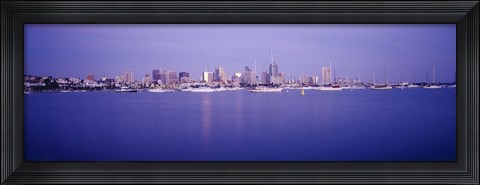 Framed San Diego Waterfront with Purple Sky Print