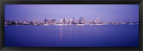 Framed San Diego Waterfront with Purple Sky Print