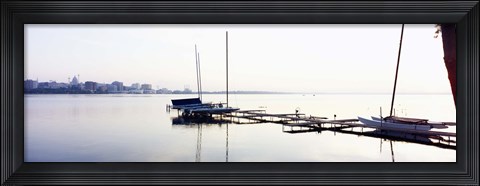 Framed Boats at a harbor, Lake Monona, Madison, Dane County, Wisconsin, USA Print