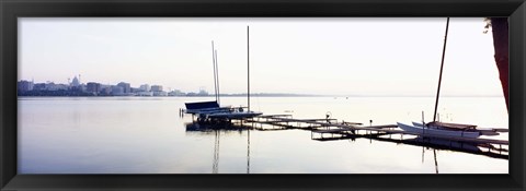 Framed Boats at a harbor, Lake Monona, Madison, Dane County, Wisconsin, USA Print