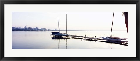 Framed Boats at a harbor, Lake Monona, Madison, Dane County, Wisconsin, USA Print