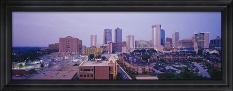 Framed Skyscrapers in a city at dusk, Fort Worth, Texas, USA Print