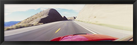 Framed Car on a road, outside Las Vegas, Nevada, USA Print