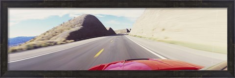 Framed Car on a road, outside Las Vegas, Nevada, USA Print