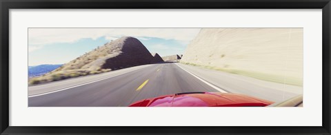 Framed Car on a road, outside Las Vegas, Nevada, USA Print