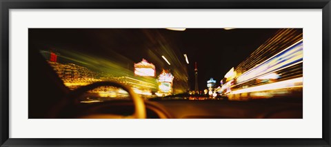 Framed Car on a road at night, Las Vegas, Nevada, USA Print