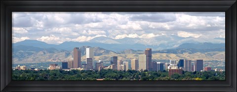 Framed Clouds over skyline and mountains, Denver, Colorado, USA Print