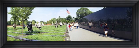 Framed People visiting the Korean War Memorial, Washington DC, USA Print