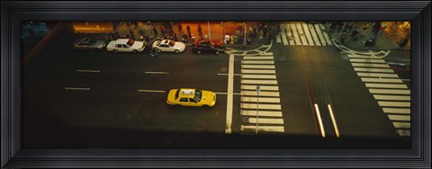 Framed High angle view of cars at a zebra crossing, Times Square, Manhattan, New York City, New York State, USA Print