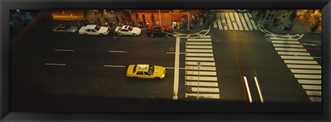 Framed High angle view of cars at a zebra crossing, Times Square, Manhattan, New York City, New York State, USA Print