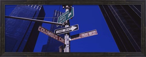 Framed Low angle view of a street name sign, Columbus Circle, Manhattan, New York City, New York State, USA Print