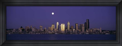 Framed Full moon over Seattle, Washington State Print