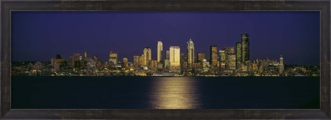 Framed Skyscrapers at the waterfront, Elliott Bay, Seattle, Washington State Print