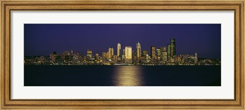 Framed Skyscrapers at the waterfront, Elliott Bay, Seattle, Washington State Print