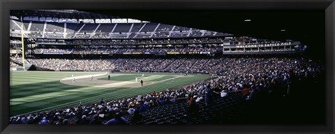 Framed Baseball players playing baseball in a stadium, Safeco Field, Seattle, King County, Washington State, USA Print