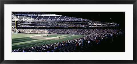 Framed Baseball players playing baseball in a stadium, Safeco Field, Seattle, King County, Washington State, USA Print