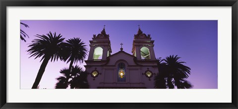 Framed Low angle view of a cathedral at night, Portuguese Cathedral, San Jose, Silicon Valley, Santa Clara County, California, USA Print
