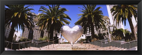 Framed Low angle view of a heart shape sculpture on the steps, Union Square, San Francisco, California, USA Print