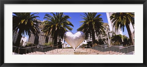 Framed Low angle view of a heart shape sculpture on the steps, Union Square, San Francisco, California, USA Print