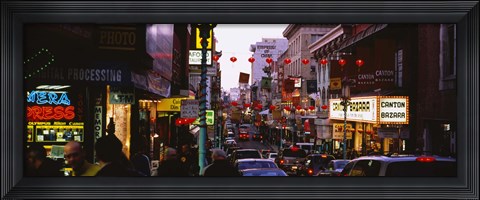 Framed Traffic on a road, Grant Avenue, Chinatown, San Francisco, California, USA Print
