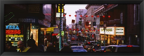 Framed Traffic on a road, Grant Avenue, Chinatown, San Francisco, California, USA Print