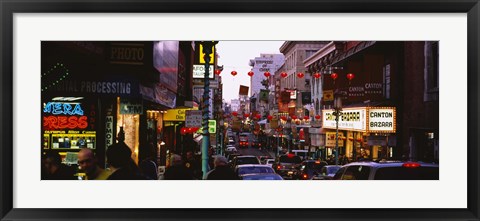 Framed Traffic on a road, Grant Avenue, Chinatown, San Francisco, California, USA Print
