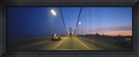 Framed Bay Bridge with Cars at Night, San Francisco, California Print