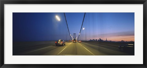Framed Bay Bridge with Cars at Night, San Francisco, California Print