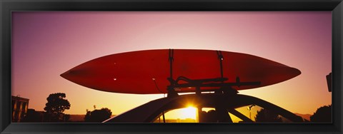 Framed Close-up of a kayak on a car roof at sunset, San Francisco, California Print