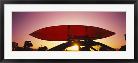 Framed Close-up of a kayak on a car roof at sunset, San Francisco, California Print