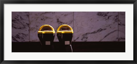 Framed Close-up of two expired parking meters, San Francisco, California, USA Print