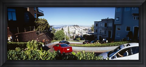 Framed Cars on a street, Lombard Street, San Francisco, California, USA Print