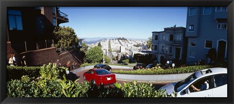Framed Cars on a street, Lombard Street, San Francisco, California, USA Print