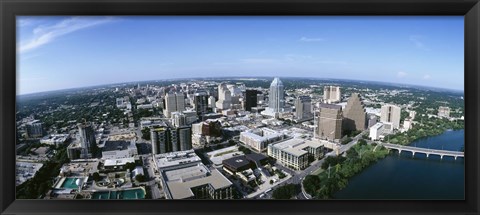 Framed Aerial view of a city, Austin,Texas Print