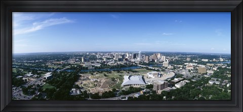 Framed Aerial view of a city, Austin, Travis County, Texas Print